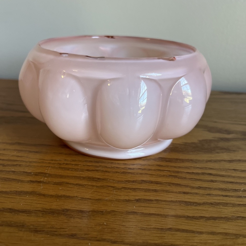 Vintage Fenton Melon Rose Pink Powder Jar Bowl - NO LID